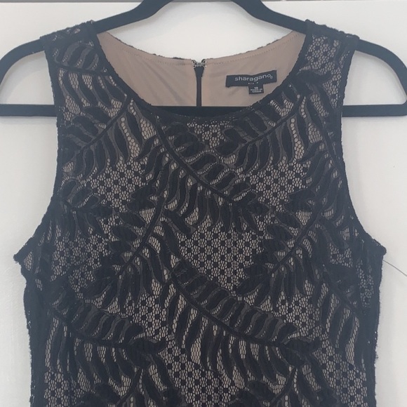 NWOT Sharagano Black Lace Palm Leaf Dress 10 - Picture 5 of 9